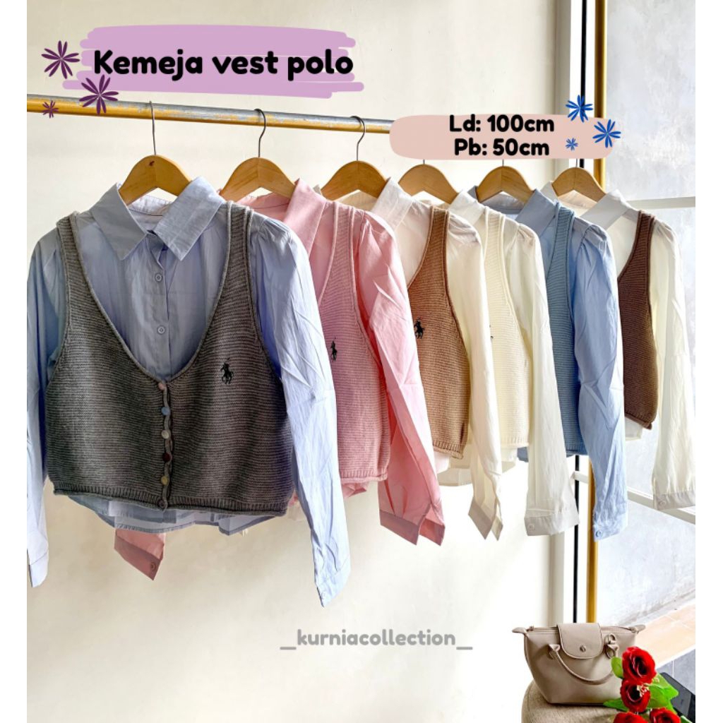 Kemeja Vest Rajut-Outfit Wanita Kekinian