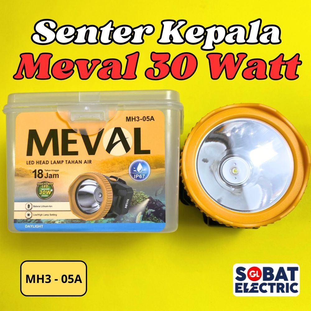 MEVAL Head Lamp LED - Senter Kepala Meval Putih - Senter Tahan Air