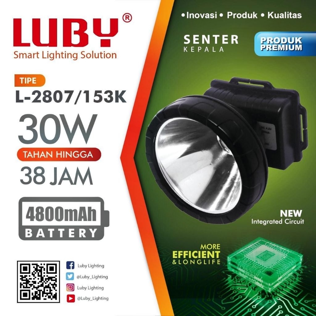 Senter Kepala LUBY L-2807/153K 30Watt CAHAYA KUNING