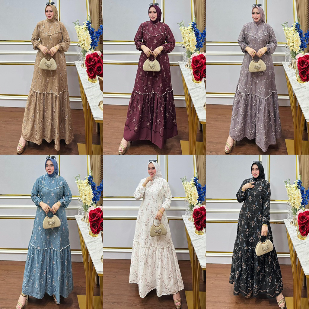 katun bordir lenka dress katun bordir bolong putih gamis jumbo size jumbo dan all size