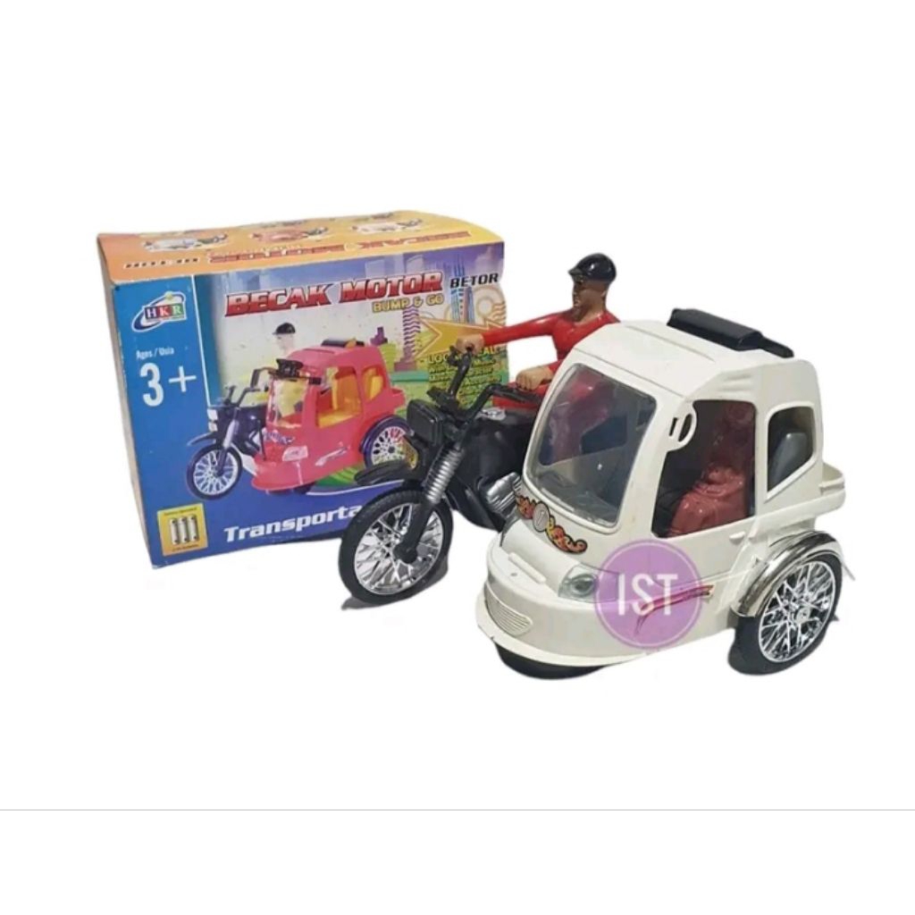 MAINAN ANAK KENDARAAN BENTOR BECAK MOTOR BAJAI BATREI JALAN MUSIK LAMPU