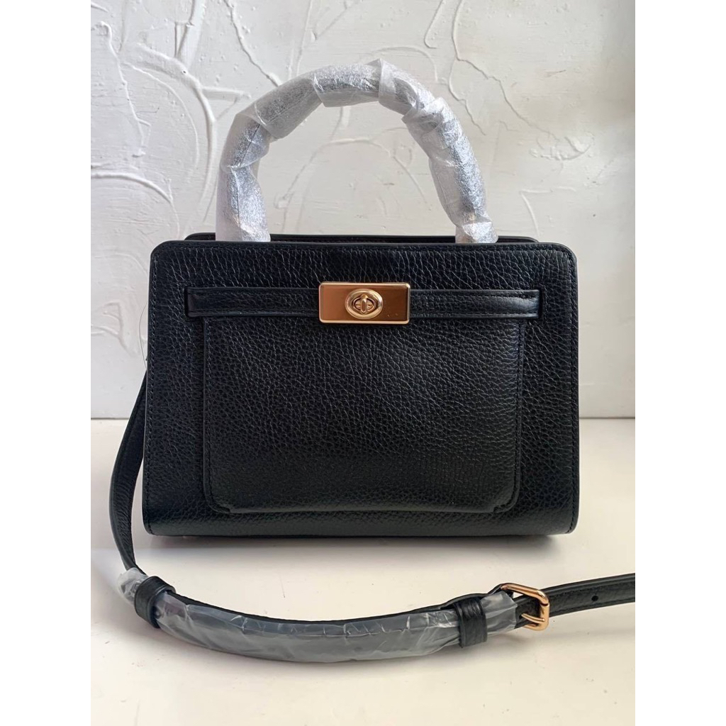 Ready Coach Mini Lane Top Handle in Black Multi signature canvas