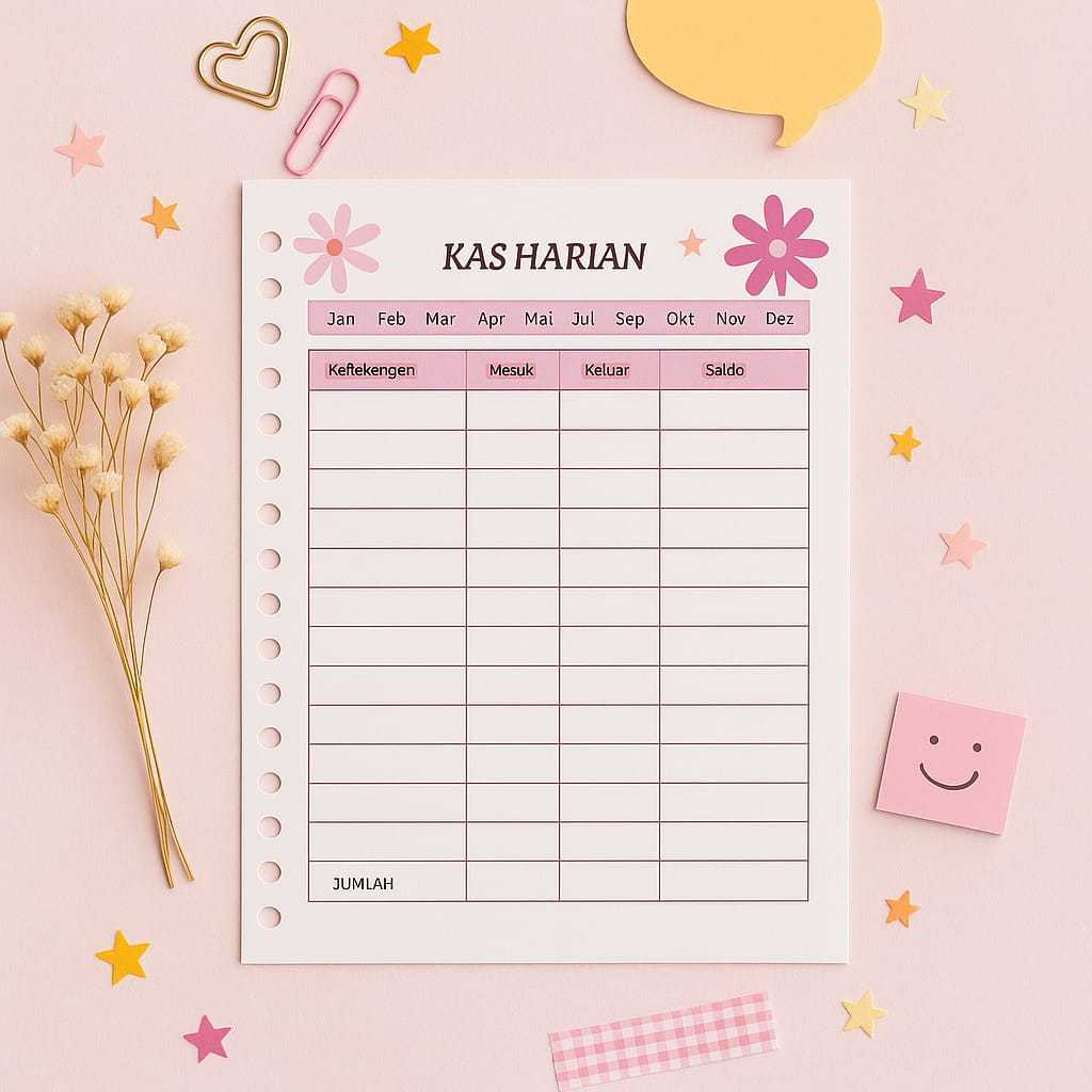 

Loose Leaf Kas Harian A5 Full Colour – Planner Keuangan Harian Isi 10 Lembar