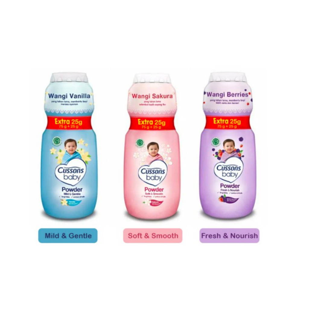 CUSSONS Baby Powder 75gr + 25gr - Bedak Bayi Cusson - Powder Anak - Bedak Anak Melembabkan - MyMom