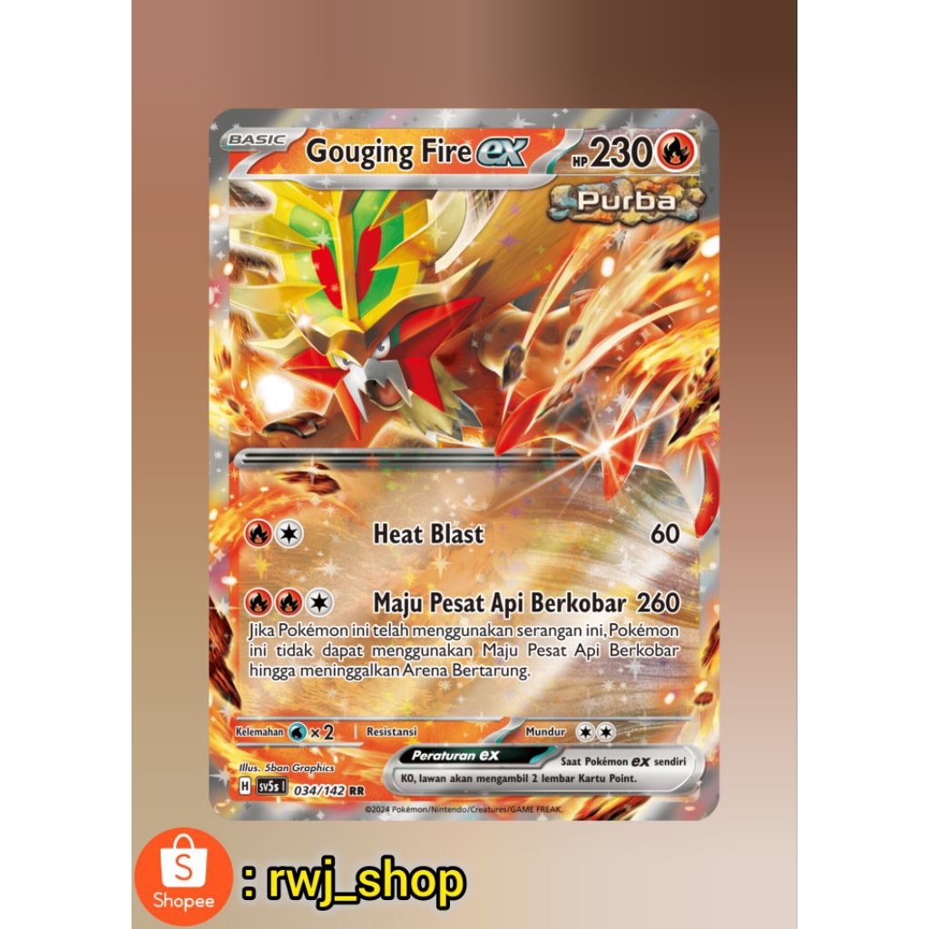 Pokemon TCG Indoneisa - Gouging Fire ex RR sv5s 034/142