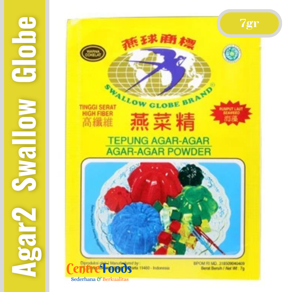 

Tepung Agar-Agar Powder - Agar Agar SWALLOW GLOBE | Coklat - 7gr [ Harga Per BKS ]