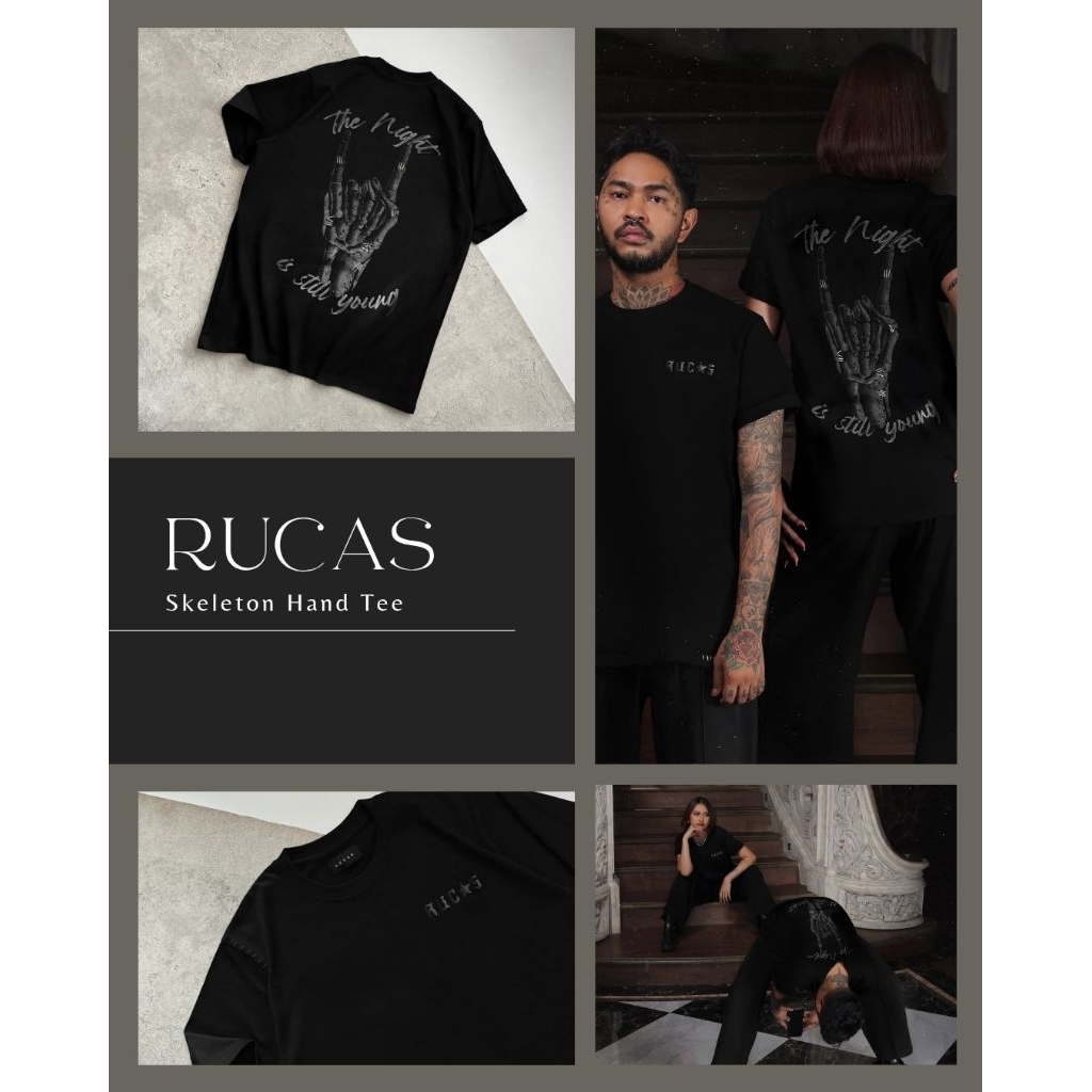 rucas skeleton hand tee / rucas rockstar skeleton tee / rucas rokstar tee / Baju Rucas skeleton hand