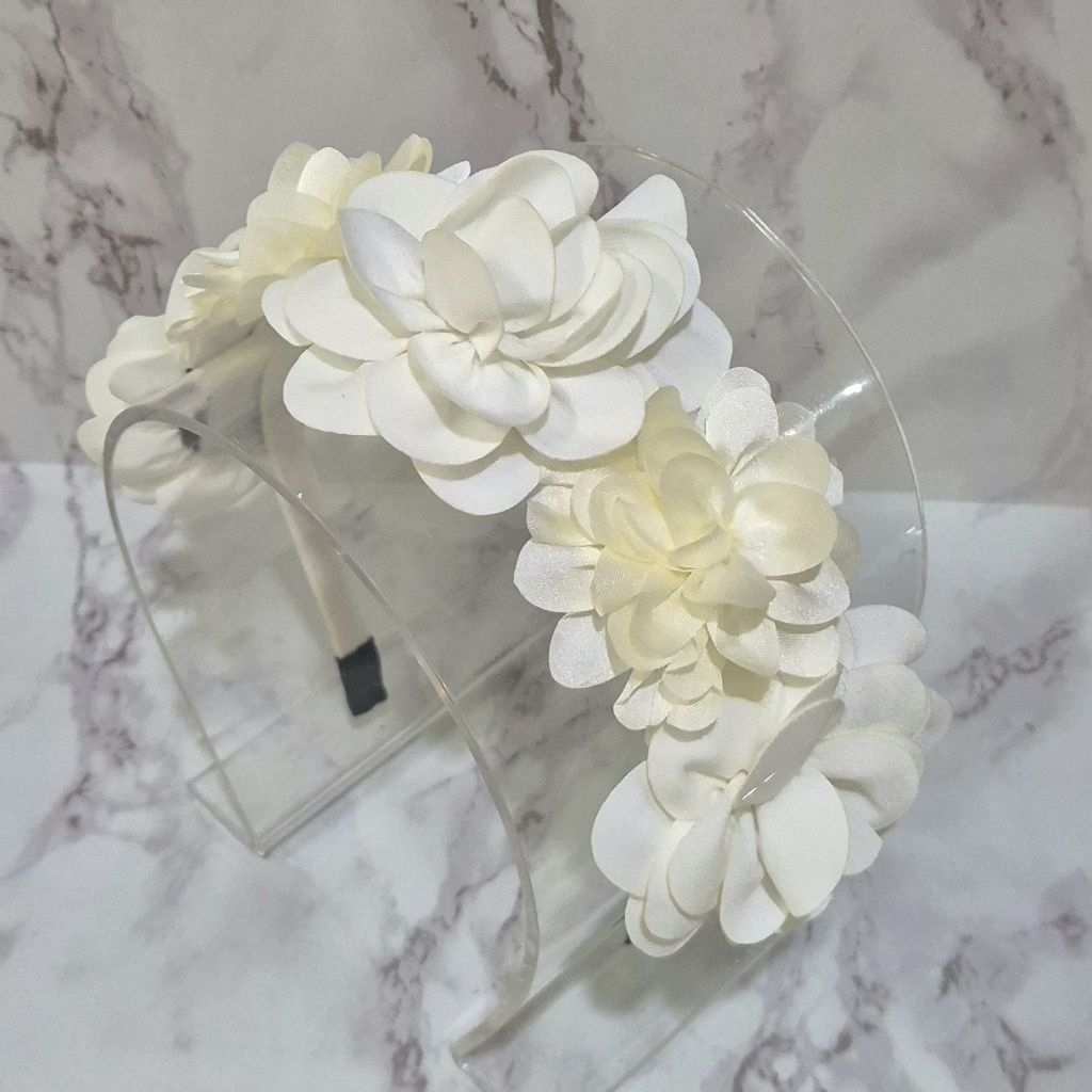 Flower Crown Bunga Putih/ mahkota bunga/ bando bunga/ bondu bunga/ bandana bayi
