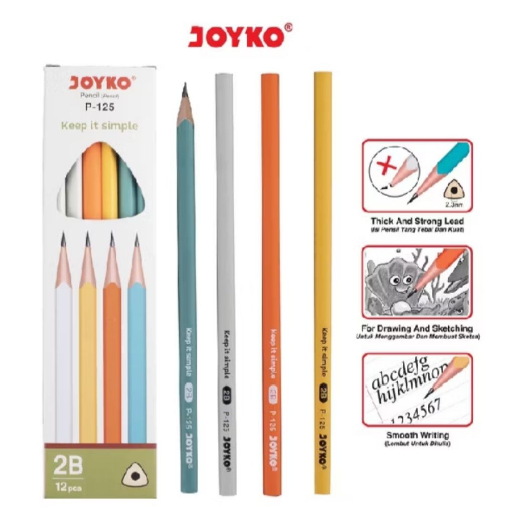 

PENSIL 2B JOYKO P - 125 HARGA 1 PACK ISI 12 PCS