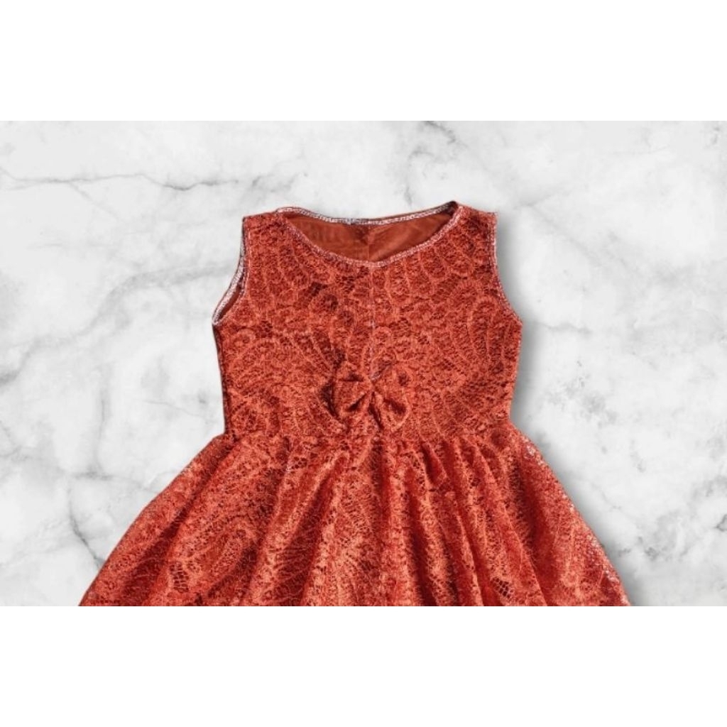 DRESS BROKAT ANAK TANPA LENGAN USIA 7-8 TAHUN UKURAN L