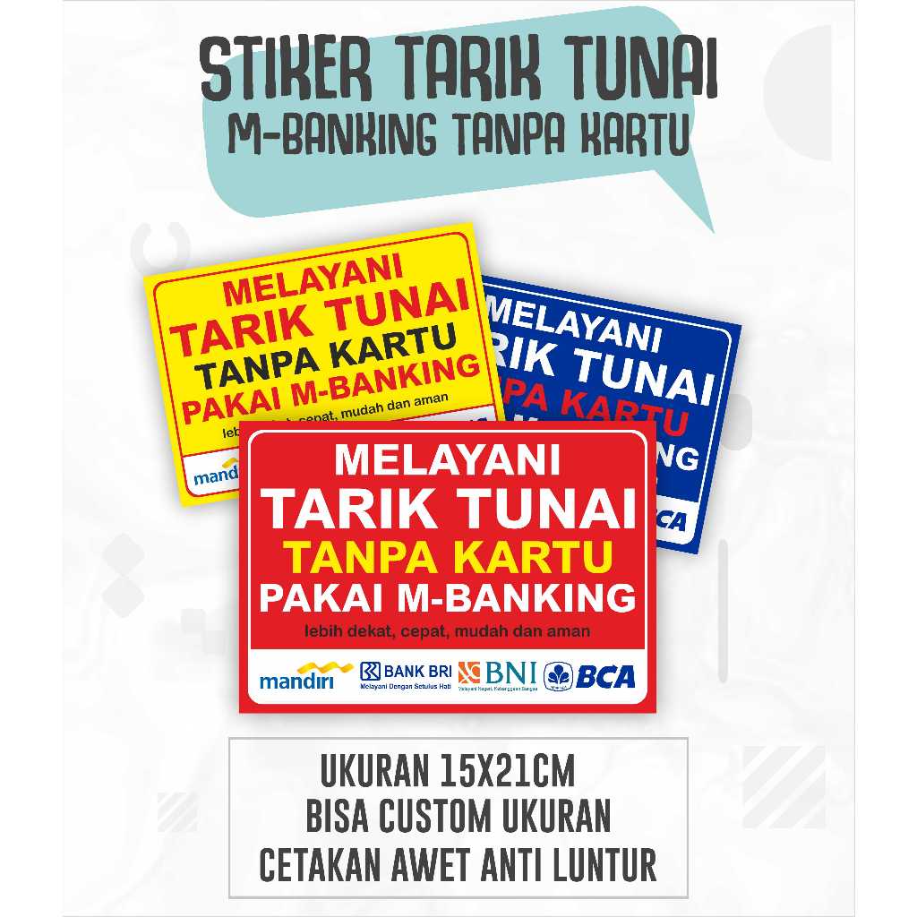 

STIKER TARIK TUNAI M BANKING STIKER TARIK TUNAI TANPA KARTU UKURAN 15X21CM