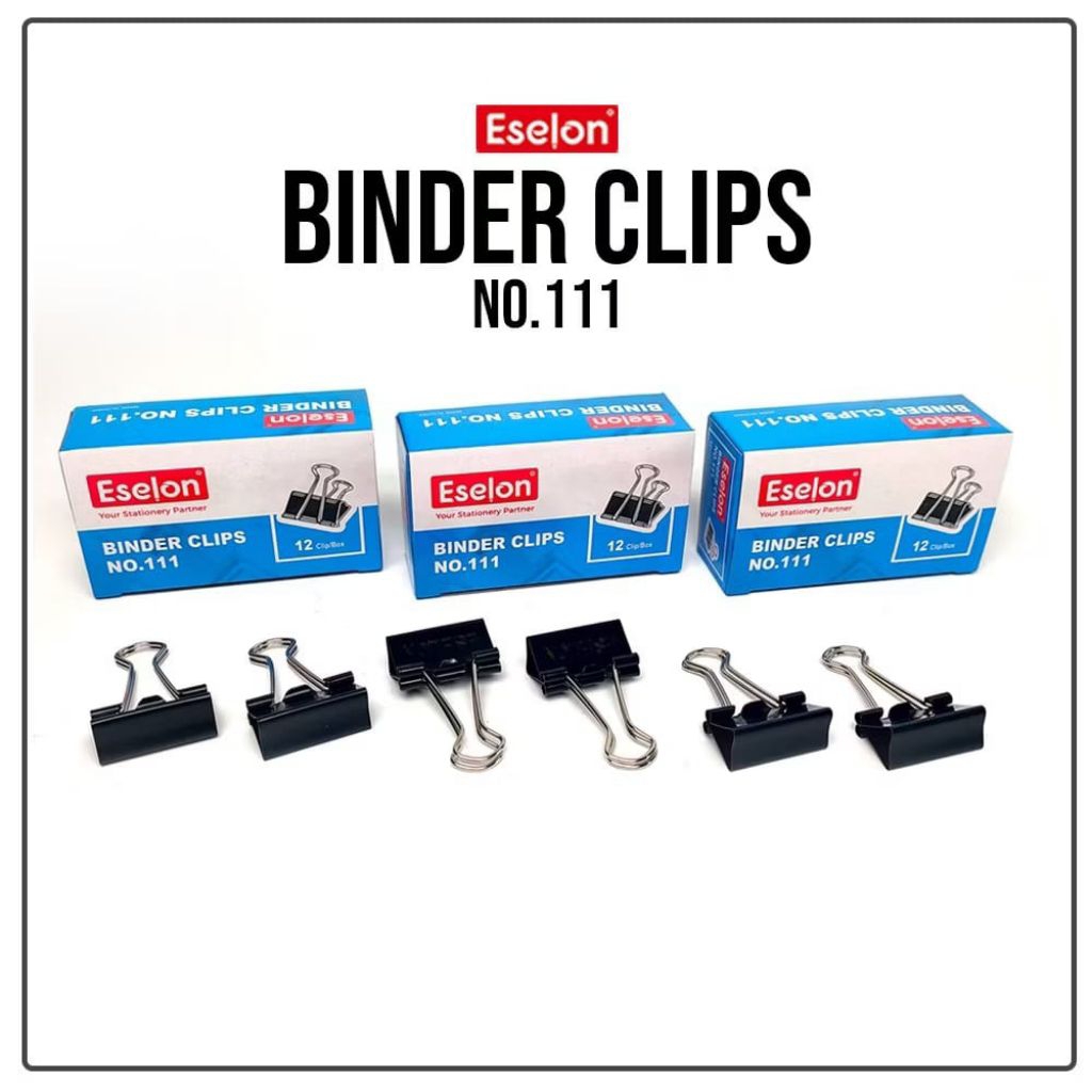 

(1 KOTAK) Binder Clip / Klip / Penjepit Kertas ESELON 111 Isi 12 Pcs