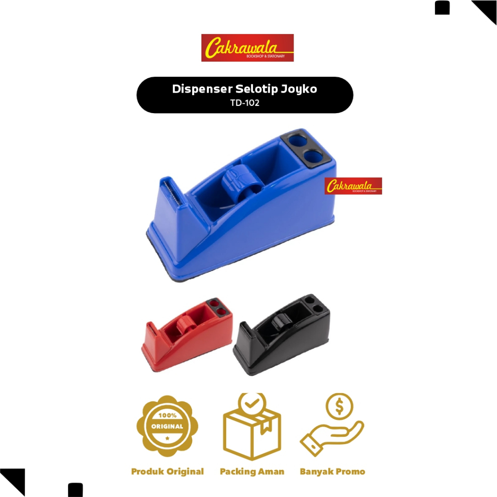 

Dispenser Selotip Joyko TD-102 | Tape Cutter Kecil 1 Inch | Pemotong Isolasi Meja Anti Slip