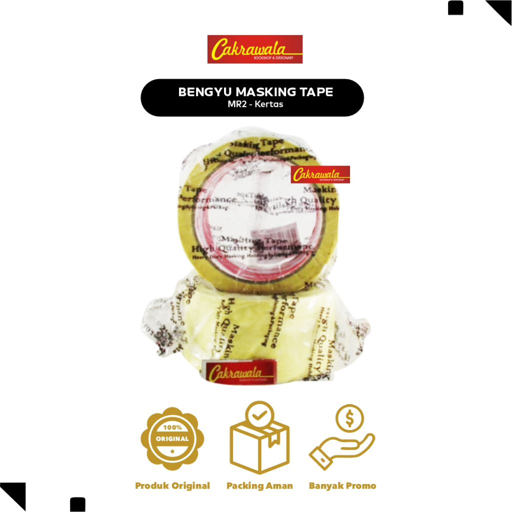 

BENGYU MASKING TAPE MR 2 KERTAS | Isolasi Kertas Serbaguna | Perekat Kuat & Mudah Dilepas
