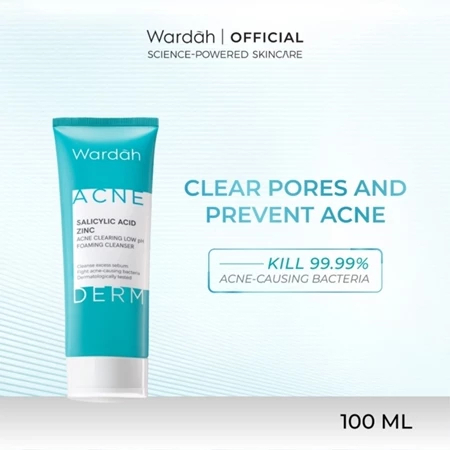 Wardah Acnederm Pure Foaming Cleanser/ Pembersih Wajah Berjerawat dan Berminyak / Cuci Muka Acne Der
