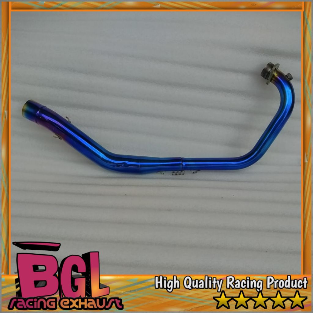 Pipa leher knalpot Satria FU FI injeksi blue bending