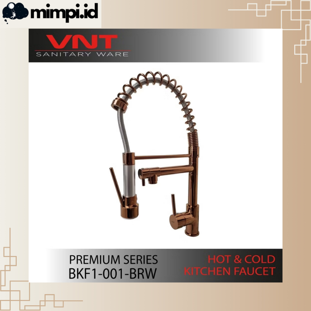 VNT Kran Cuci Piring Premium Rose Gold Flexible Panas Dingin Keran Dapur Restoran Hot Cold