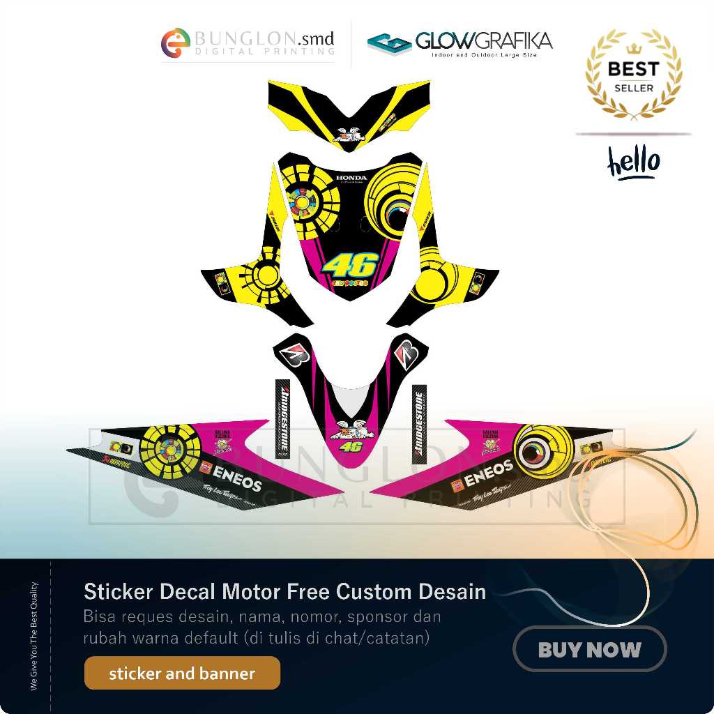 DECAL STIKER MOTOR CUSTOM HONDA BEAT KARBURATOR VR46