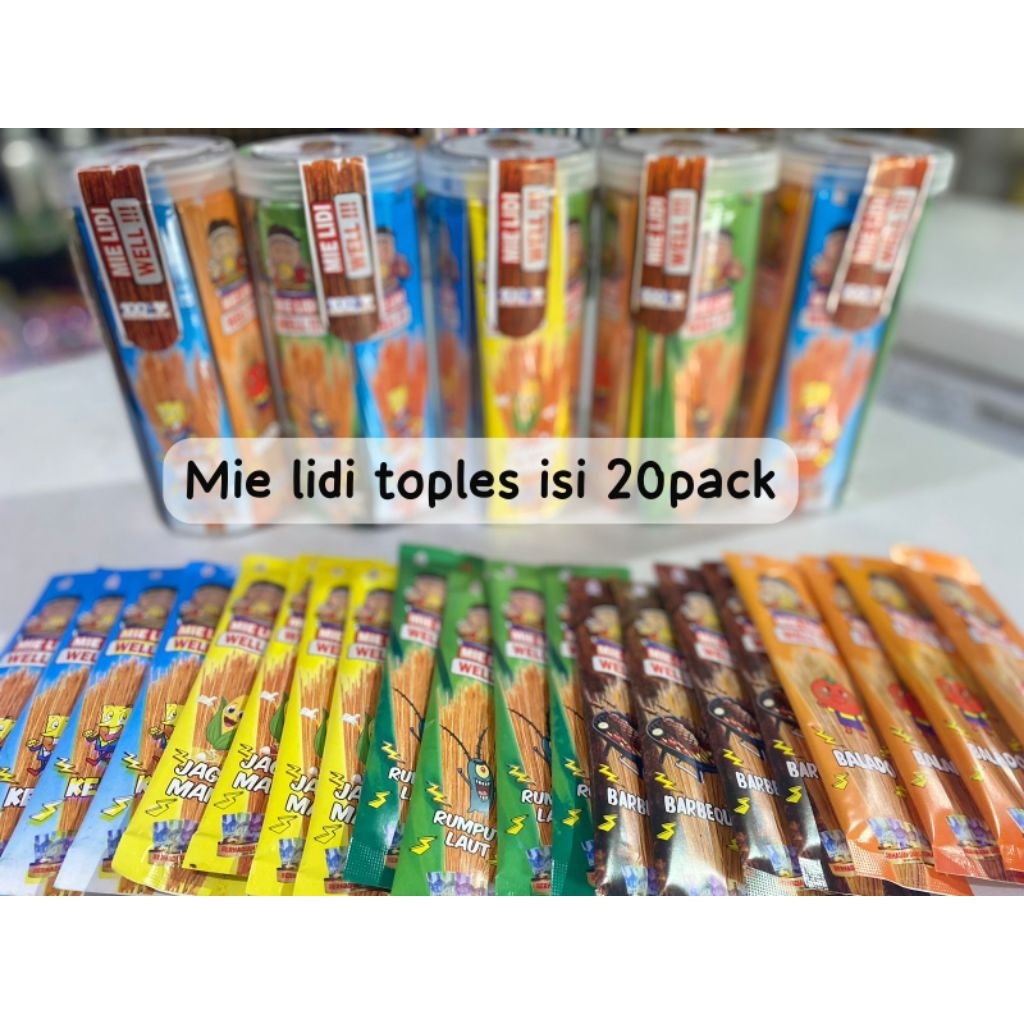 

Mie lidi well 1 toples isi 20pack 5rasa, nusikimi mie lidi viral 1pack isi 10 5rasa