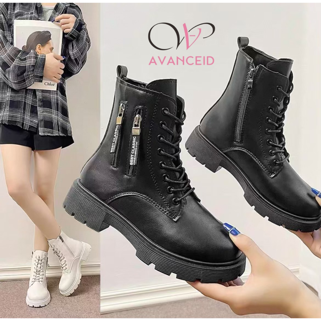 AVANCEID GONGCHAN Boots Sepatu Sneakers Wanita Docmart Putih Hitam