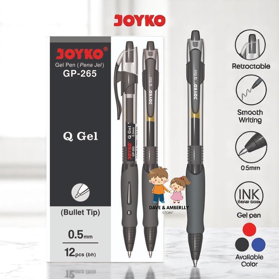 

[ 1 LUSIN ] JOYKO Pulpen Gel / Pena Gel / Pulpen Tinta Gel / Pulpen Jel Hitam Biru Merah GP-265