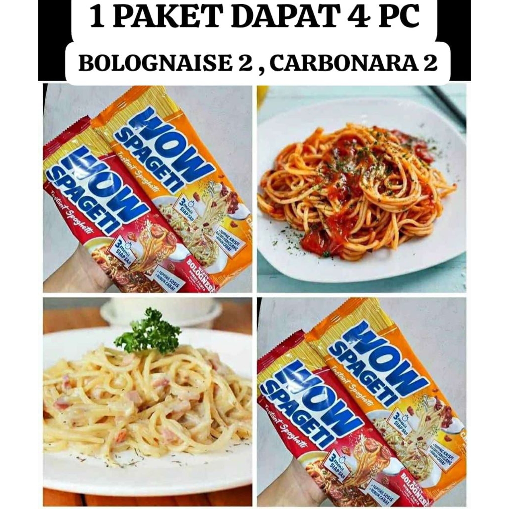 

Paket Wow Spageti (2 bolognaise + 2 Carbonara)