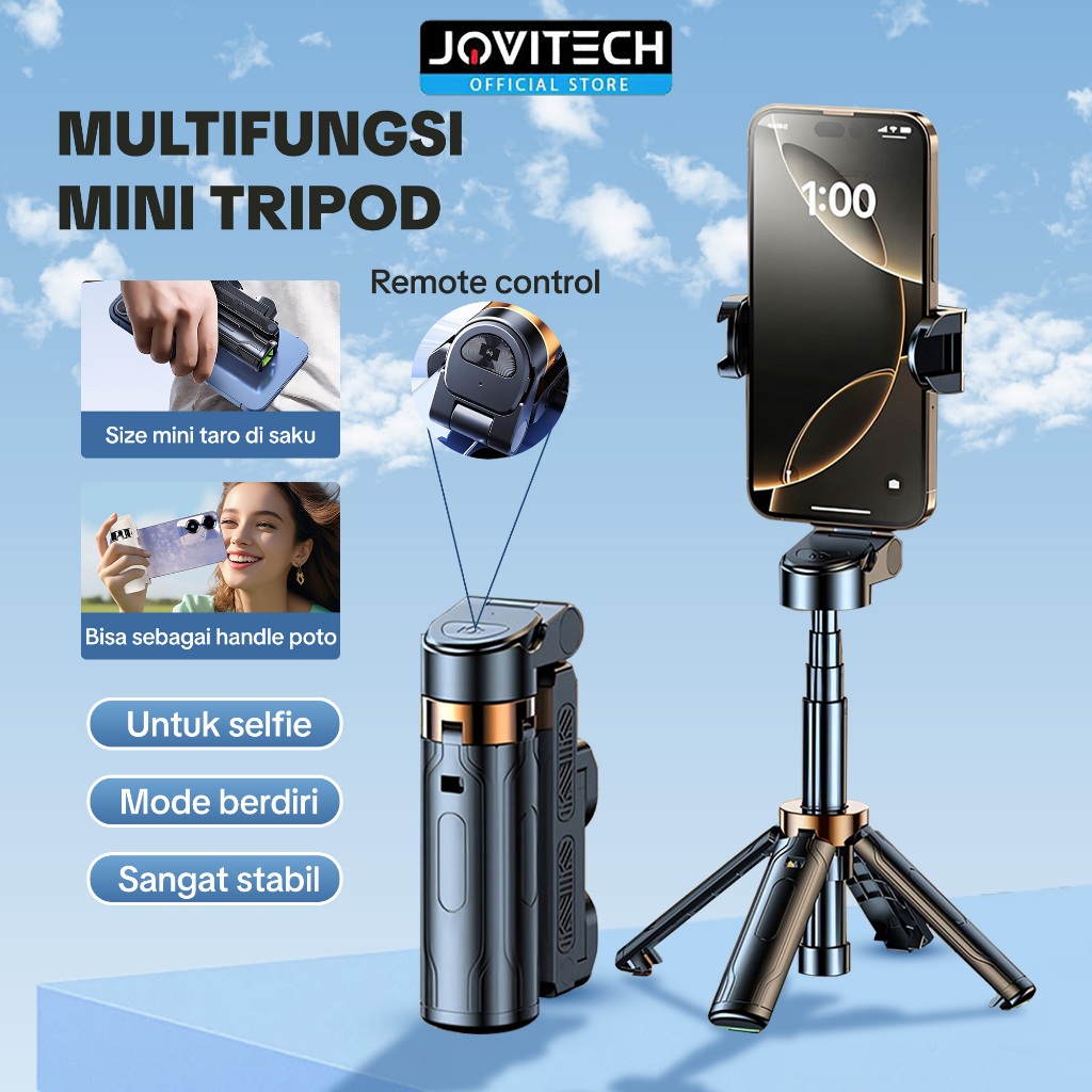 Jovitech TR20 Tripod Mini 3in1 Phone Grip Extendable Grip Tripod Mini Selfie Stick Remote Control Tr