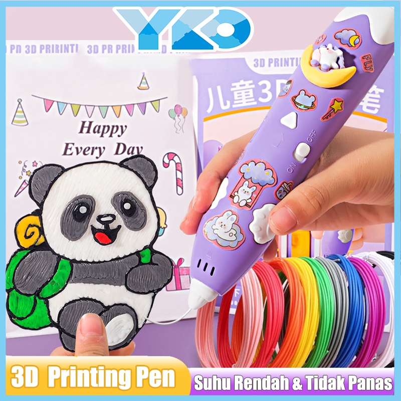 YKO 3D Printer Arts Pen 3D Printing Pen 3D Printer Arts Pen Wireless 3D Pen Edition Mainan Anak