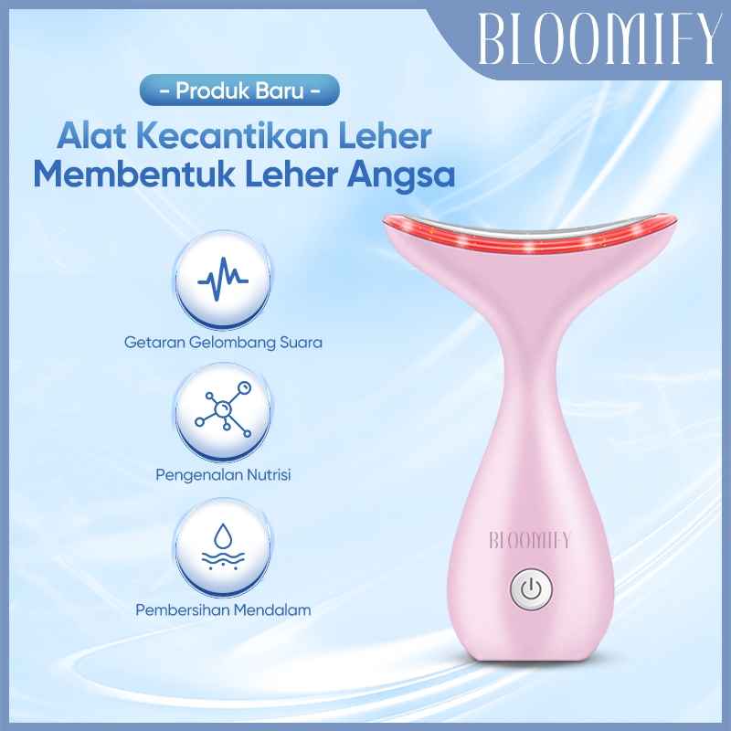 BLOOMIFY Pijat Leher / Alat Pengencang Kulit Getaran Wajah / Multi-Fungsi Pijat Wajah Leher Mata/Pij