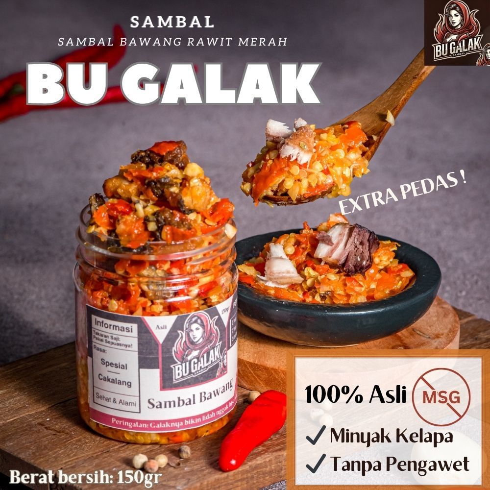 

150gr Sambal Bawang Bu Galak | Rawit Merah | Spesial Cakalang Premium Super Pedas