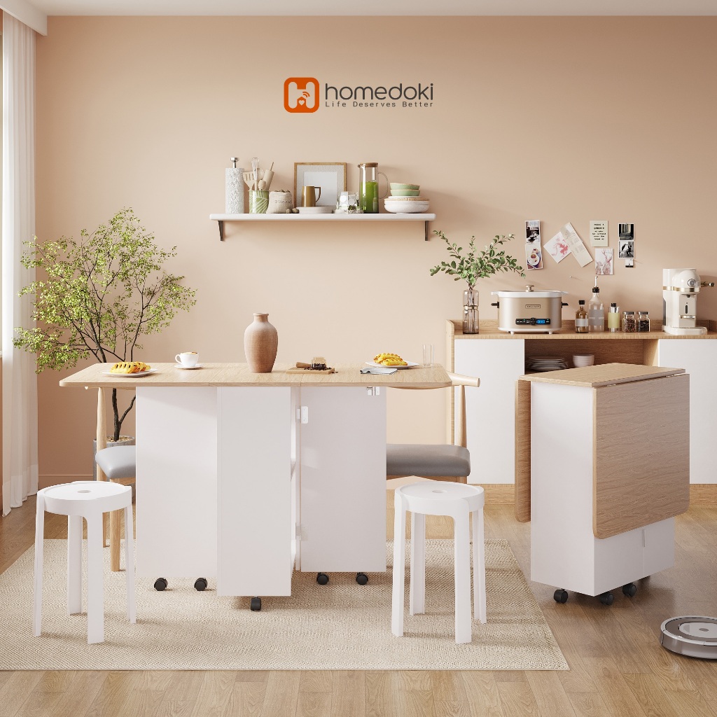 Homedoki Meja Makan Lipat / Meja Makan / Meja Lipat / Meja Makan Kayu / Meja Lipat Sederhana