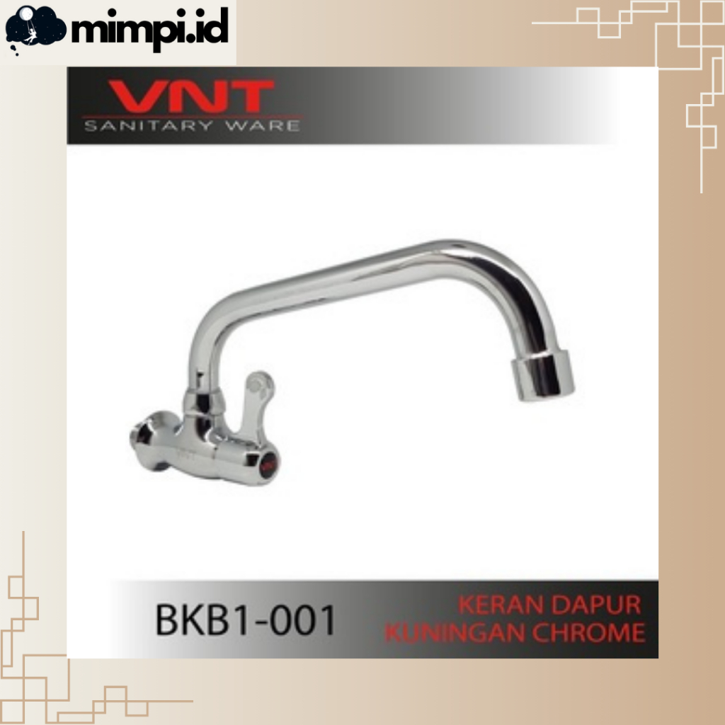 VNT Keran Cuci Piring Kuningan Chrome Leher Bebek Kran Air Dapur Tembok