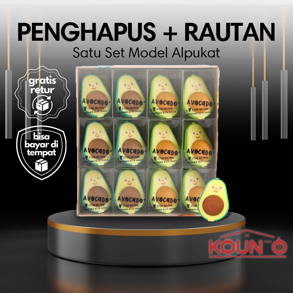 

Set Penghapus Dan Rautan 2 in 1 Bentuk Alpukat Avocado Eraser Sharpener Set Alat Tulis Estetik Dan Lucu Multifungsi