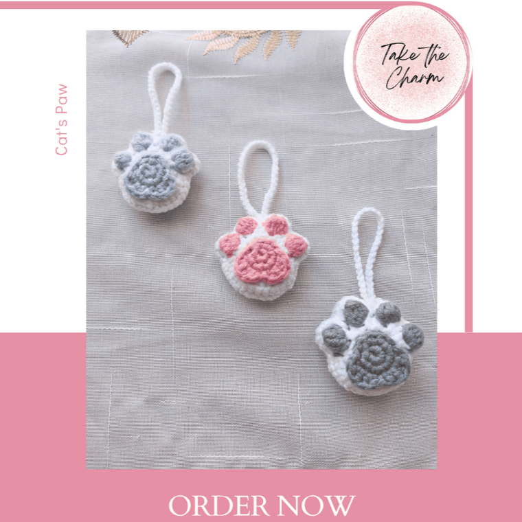 HANDMADE | PAW KUCING / CAT PAW | CROCHET KEYCHAIN/BAG CHARM RAJUT | AMIGURUMI