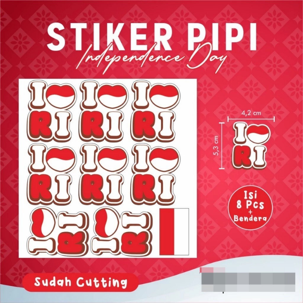 

STIKER PIPI SPESIAL KEMERDEKAAN INDONESIA - STIKER MERAH PUTIH INDEPENDENCE DAY I LOVE RI