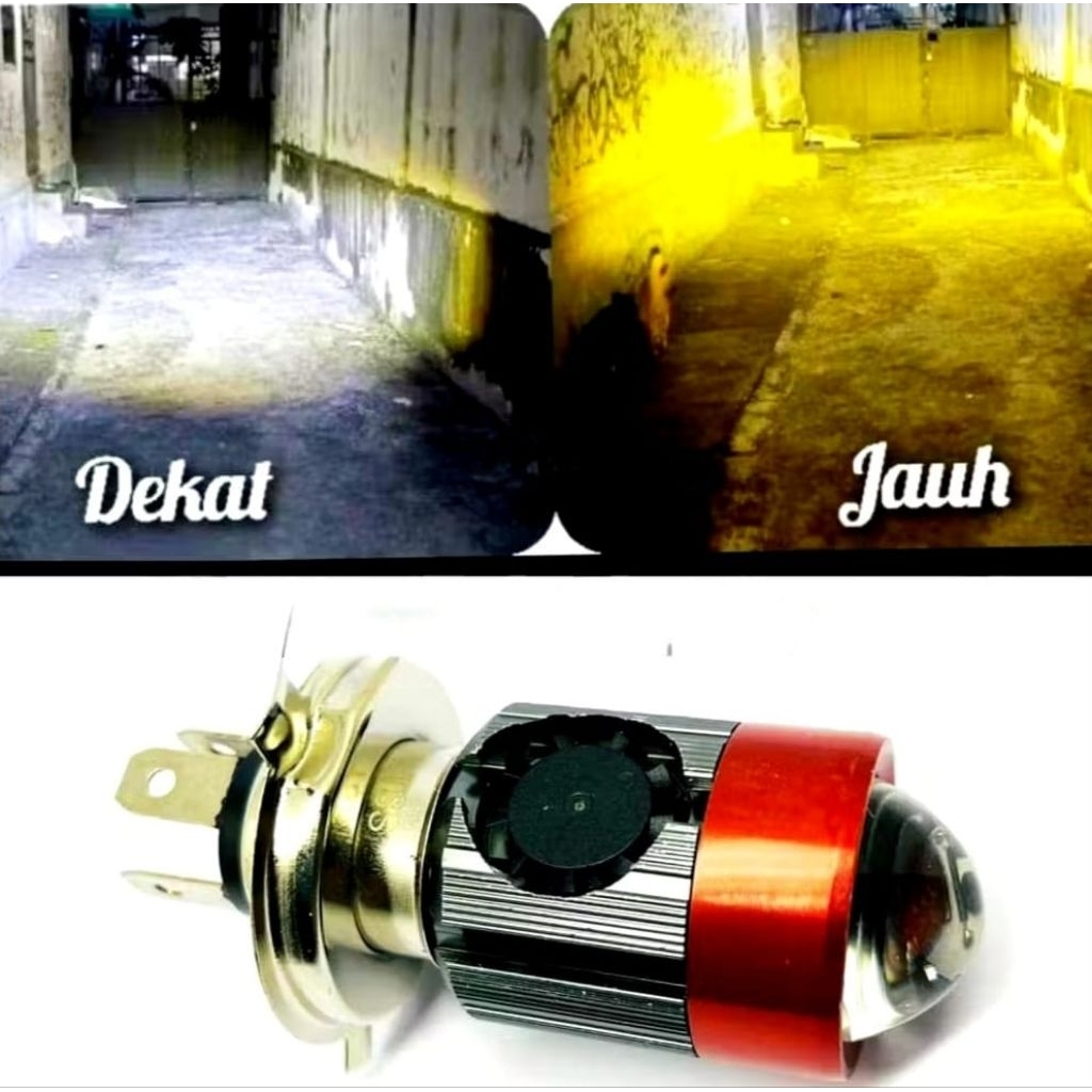 Lampu Utama LED LASER H4 & H6 Plus Kipas Projector Premium Super Terang Motor Mobil
