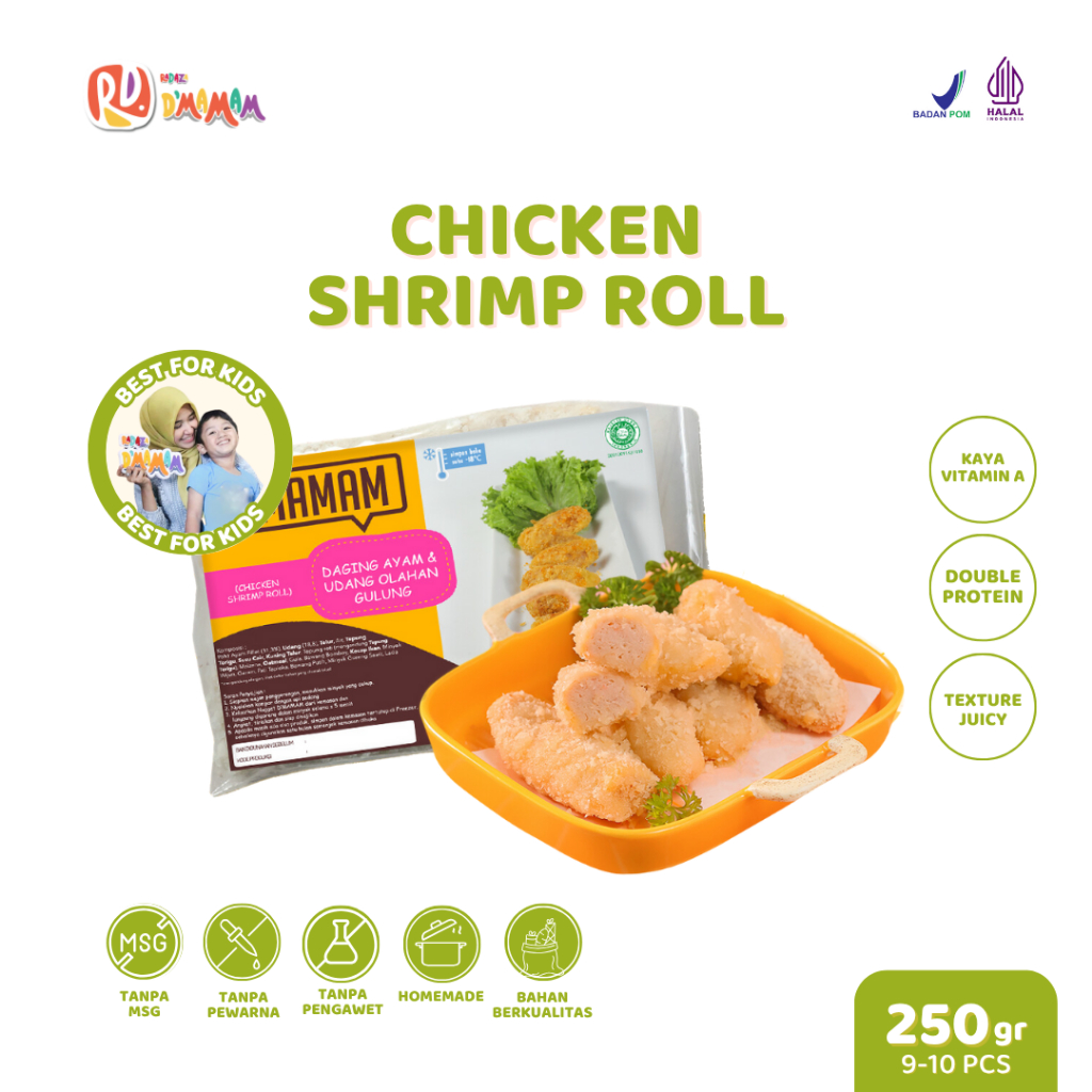 

D'MAMAM SBY Chicken Shrimp Roll 250g Bento Frozen Anak MPASI Homemade Olahan Seafood BPOM HALAL