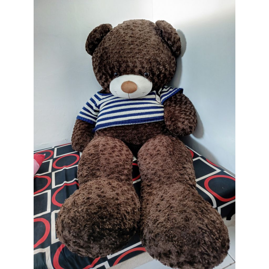Boneka Teddy Bear Super Jumbo 160Cm Kostum Rajut Bulu Mawar Bahan Lembut