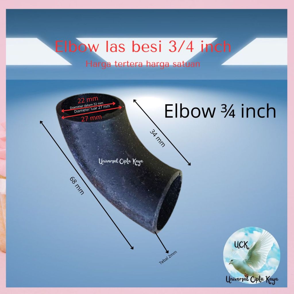 Elbow Las Besi 3/4 " inch  Pipa Las / Elbo Lbow Keni Knee Pipa Las Knee Penyambung Pipa Besi 3 per 4