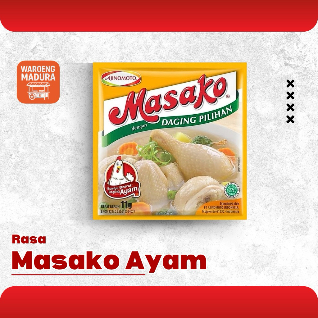 

Masako Ayam dan Sapi – Kaldu Bubuk Masako – Isi 12 Sachet @10g