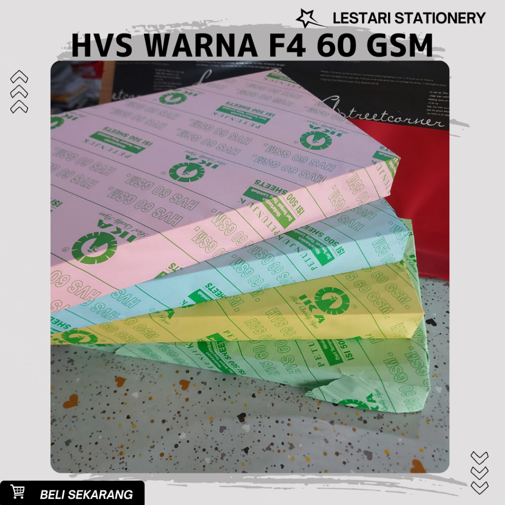 

(per 100 lmbr) HVS Warna 60gsm | Kertas Warna HVS 60gsm | Kertas Warna-warni | Kertas HVS Warna Polos |