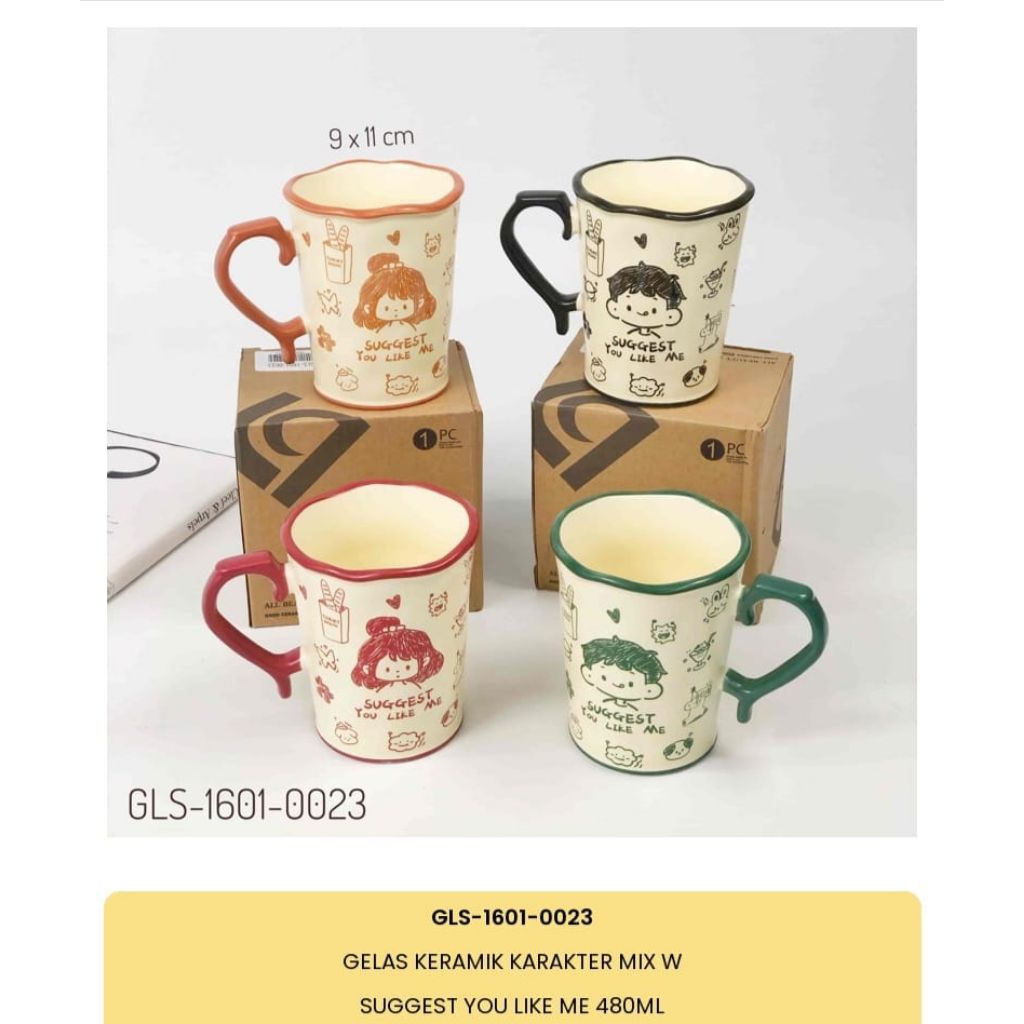 gelas keramik/gelas keramik karakter/mug karakter/gelas motif/gelas motif karakter