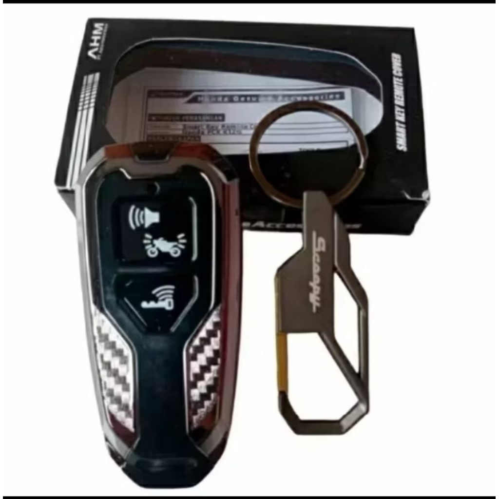 Paket Cover Remote Scoopy 2023 2024 Smartkey dan gantungan kunci Logo Scoopy