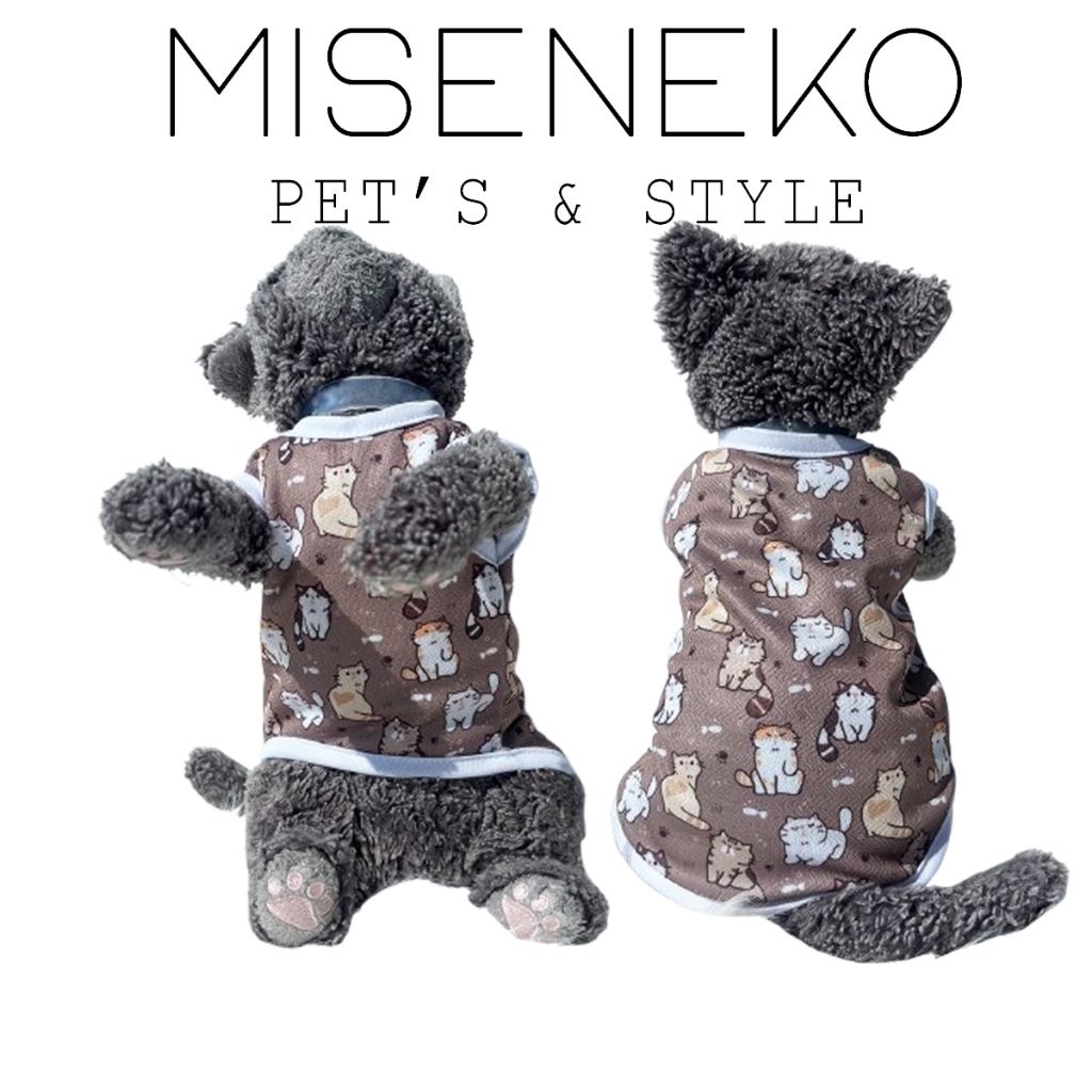 Baju Kucing Lucu Murah Motif Kucing Abu Abu Cowo Cewe Jantan Betina Hewan Kecil