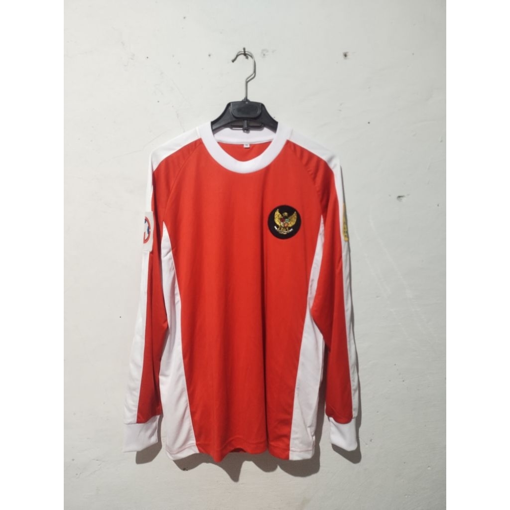 Jersey Timnas Indonesia home tahun 2000 lengan panjang di pake piala Asia lebanon bisa pake nameset 