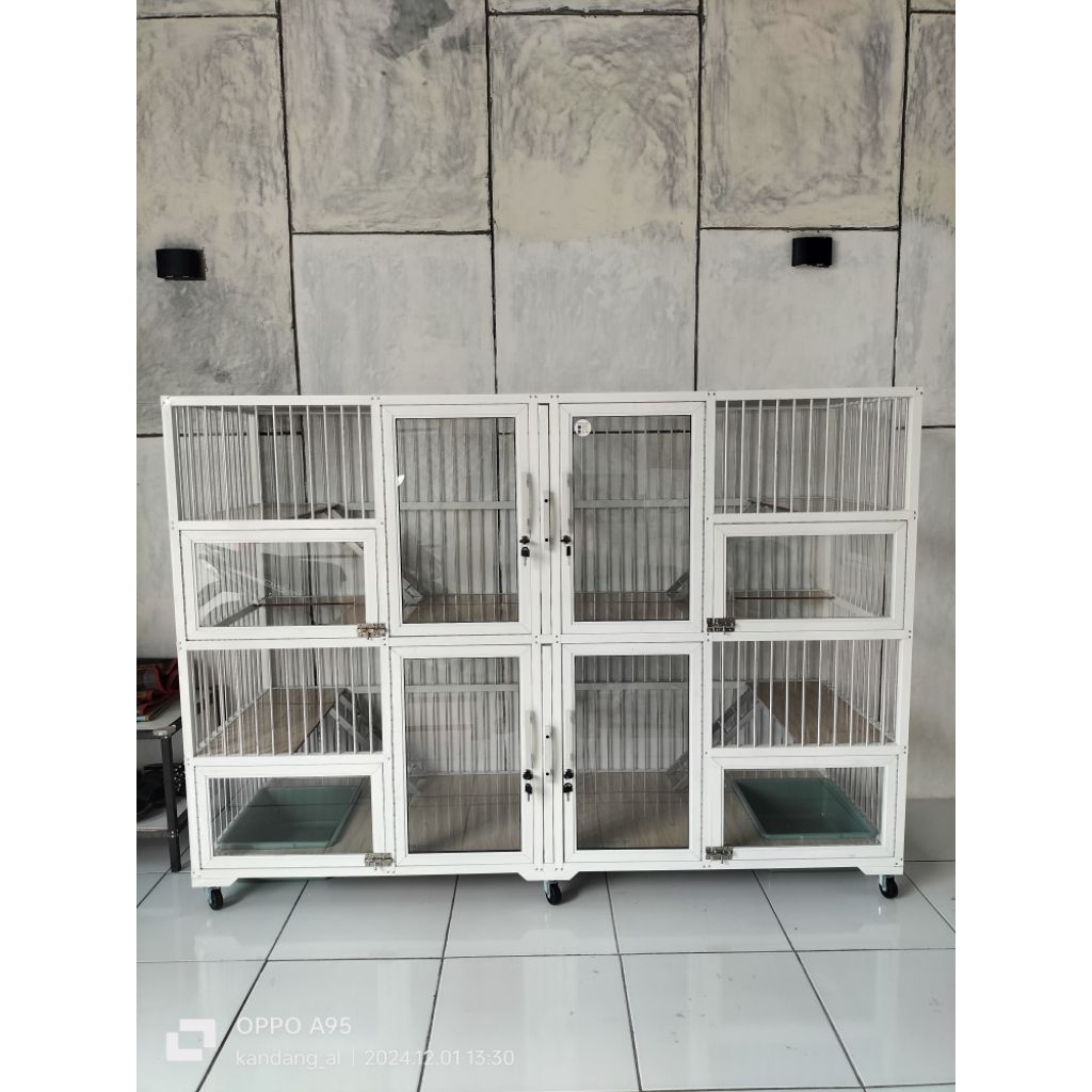 kandang kucing alumunium almunium tingkat 4 kamar ukuran Pxlxt 180x60x120