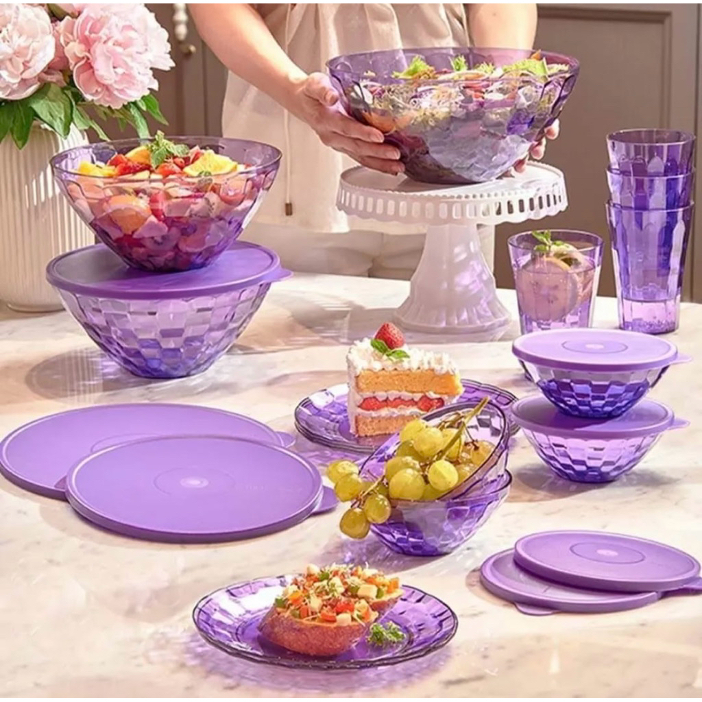 Prisma Clear Bowl Ungu- Original Clear Bowl Tupperware