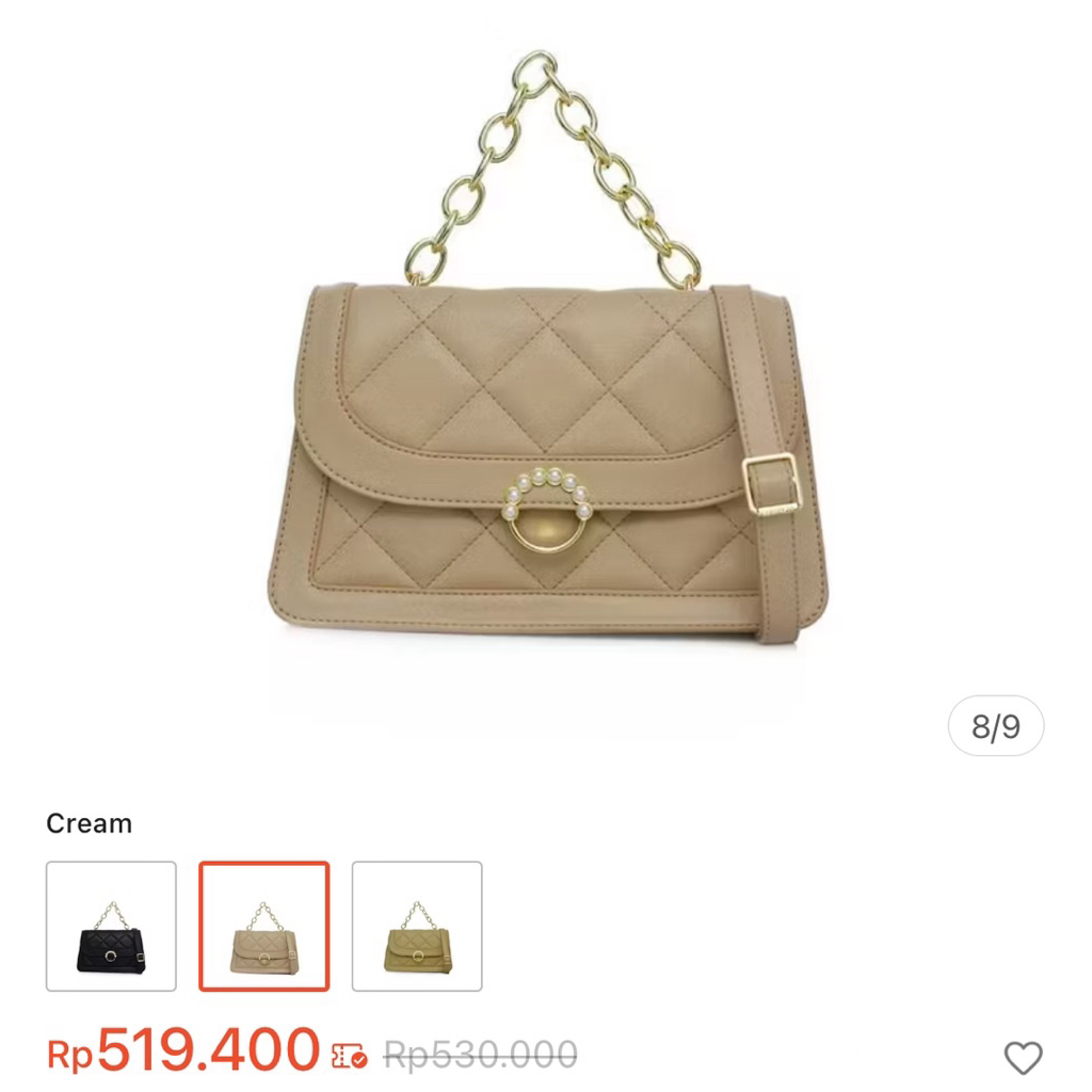 Preloved Tas Merek Elizabeth sling bag 0055-5394 warna cream