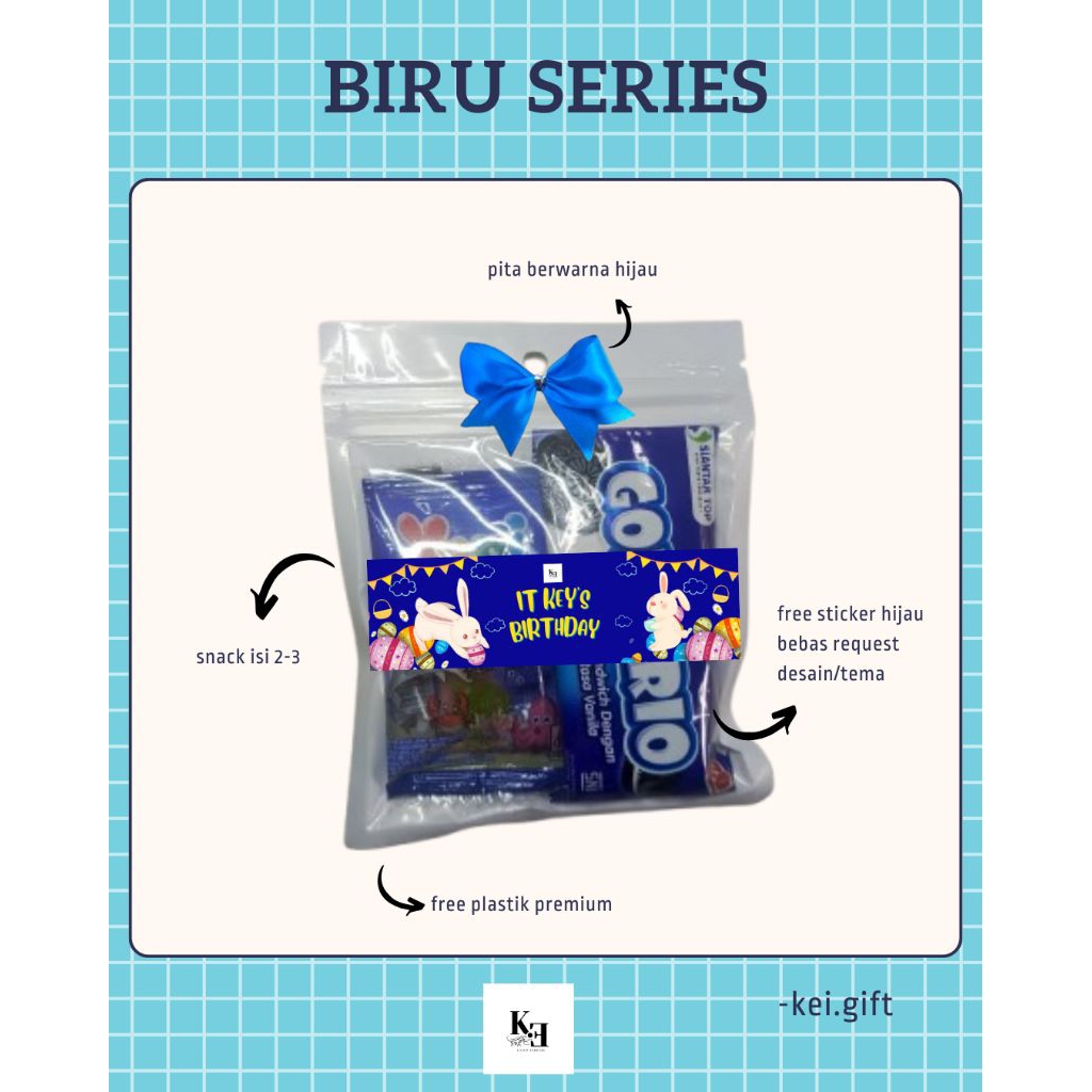 

Hampers Mini Snack Tema Biru, bebas custom sticker!