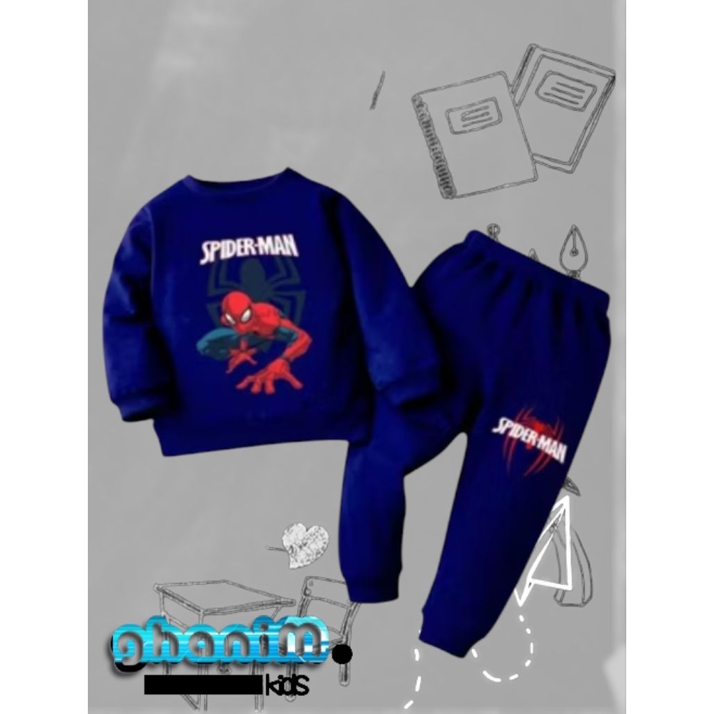 Setelan Baju Anak Laki-Laki Gambar Spider-Man